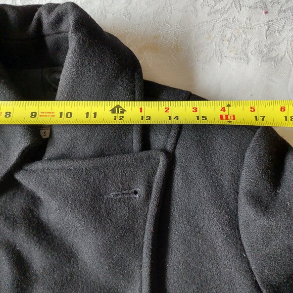 Le Chateau Black Wool Trench Coat (Size S) - Picture 9 of 14